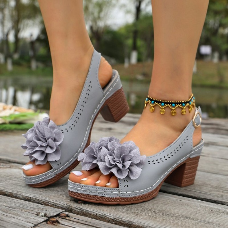 Vintage Fashion Heels - Sandalias Peep Toe Vintage con Decoración