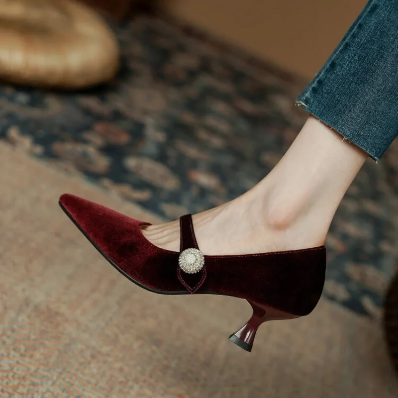 Vintage Fashion Heels - Zapatos Mary Jane con punta puntiaguda