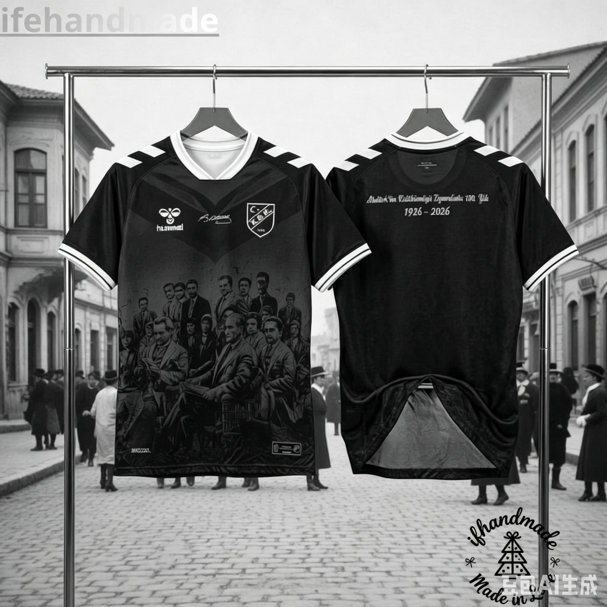 Vintage Fashion Toys - Camiseta de Fútbol Negra con Cuello