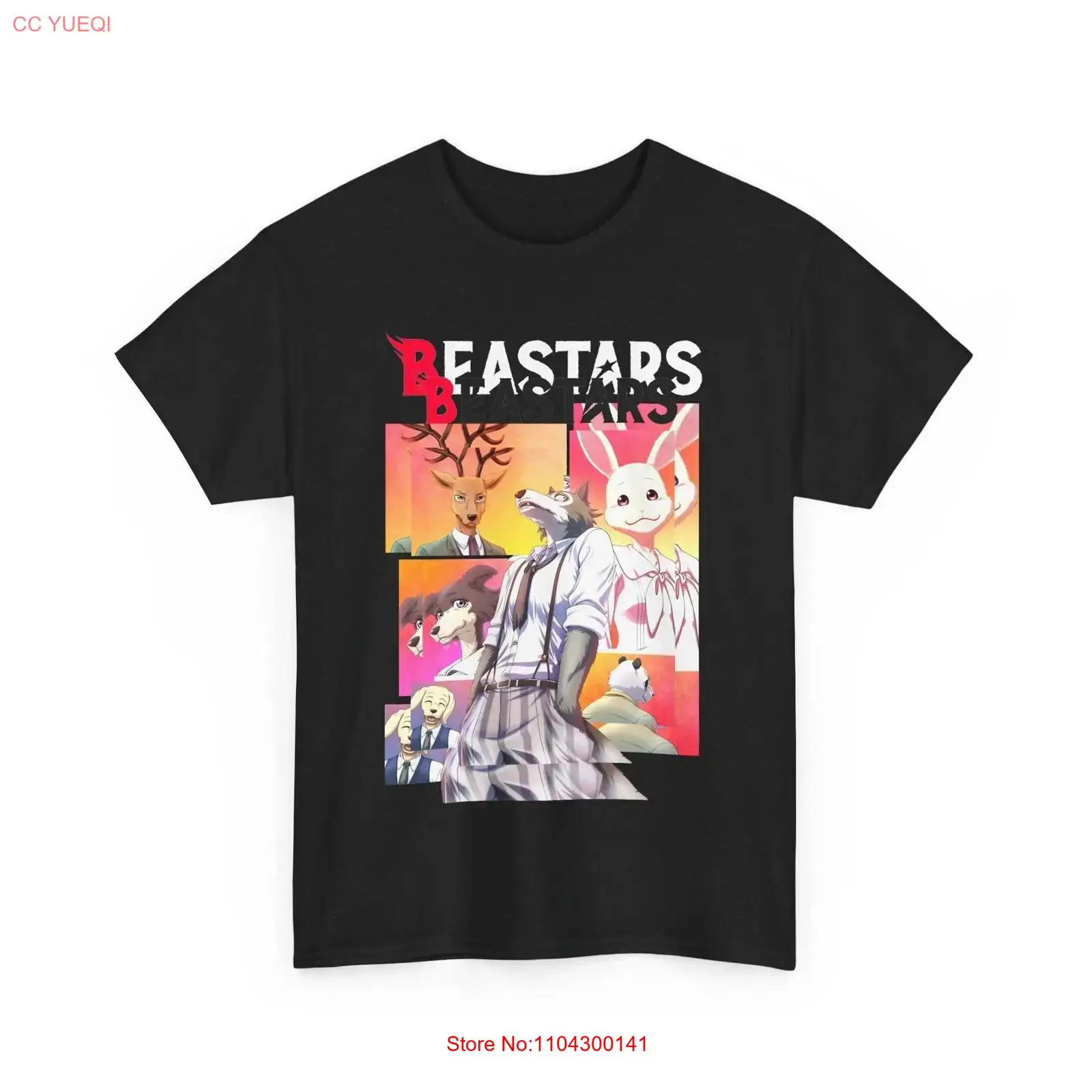 Vintage Fashion Wear - Camiseta Negra Vintage de Anime Beastars