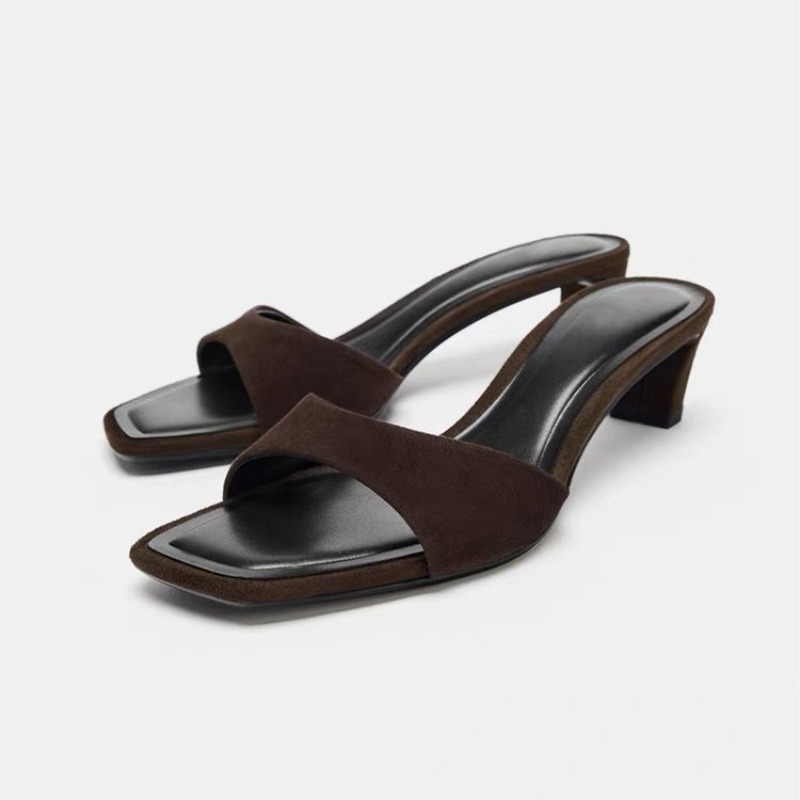Vintage Fashion Designers - Pantuflas Vintage de Ante Sintético Marrón