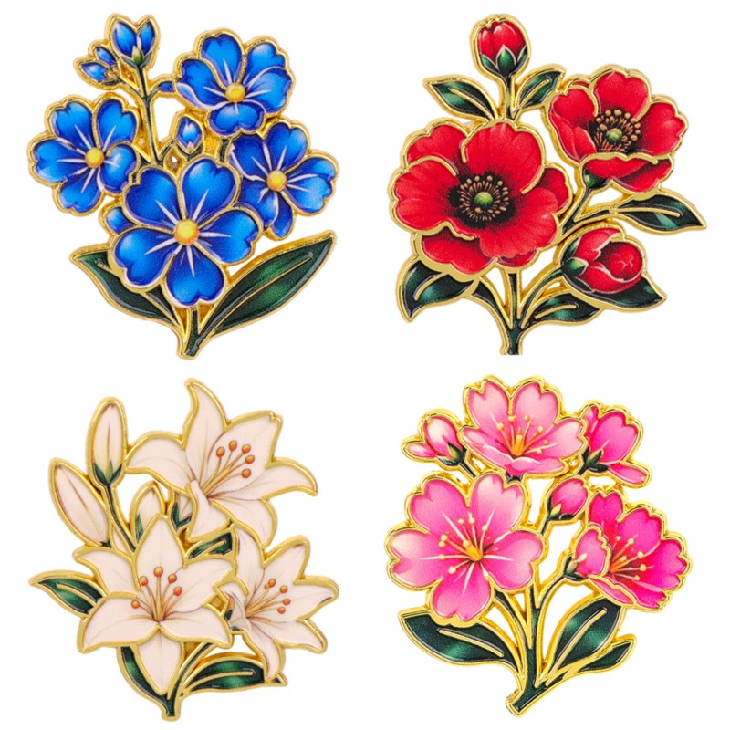 Vintage Fashion Designers - Bonito Broche de Esmalte Floral Vintage
