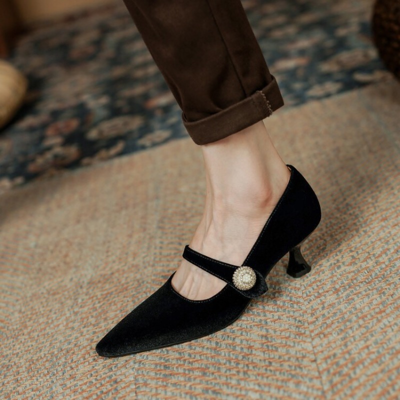 Zapatos Mary Jane con punta pu - Vintage Fashion Heels reseña y precio