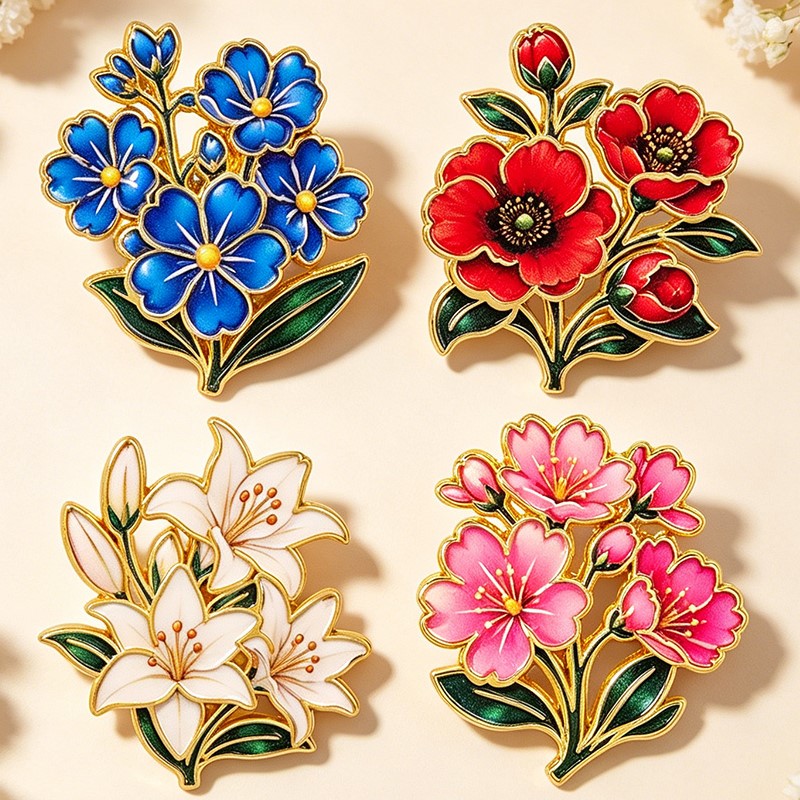 Bonito Broche de Esmalte Flora - Vintage Fashion Designers reseña y precio