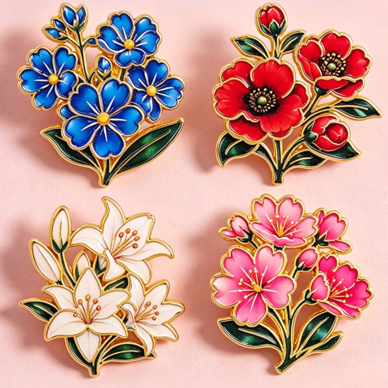 Bonito Broche de Esmalte Flora - Vintage Fashion Designers reseña y precio