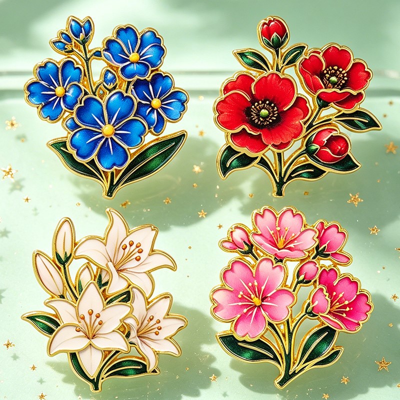 Bonito Broche de Esmalte Flora - Vintage Fashion Designers reseña y precio